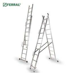 Echelle DOUBLE en aluminium coulissant transformable FERRAL - Image 1