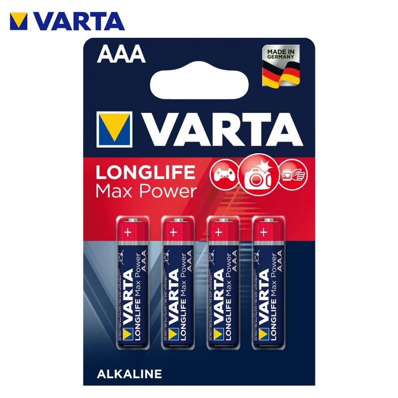 PACK 4 PILES ROND LONGLIFE MAX POWER AAA LR3 1.5V VARTA