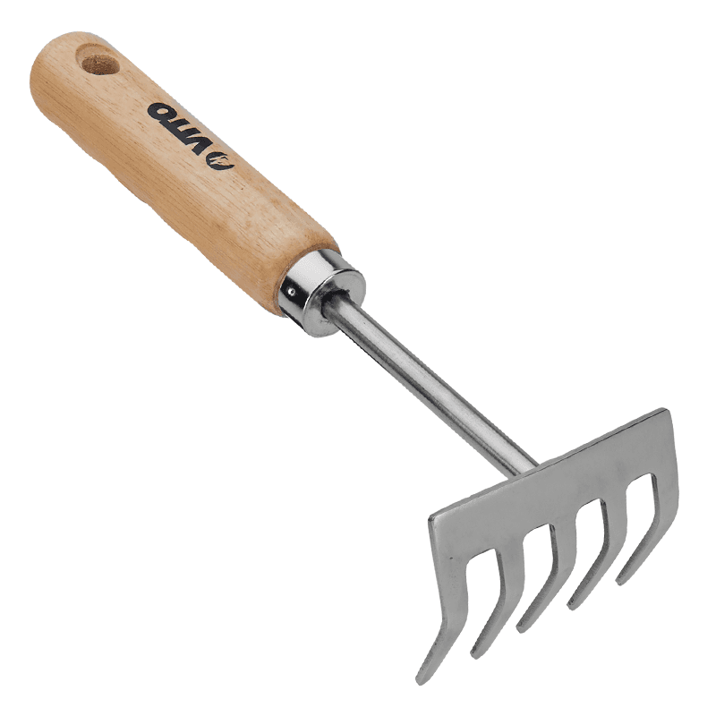 MINI RATEAU DE JARDINAGE 5 DENTS EN ACIER INOXYDABLE 250MM VITO