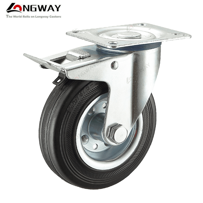 Roue pivotante Noir sur plaque a frein A-04