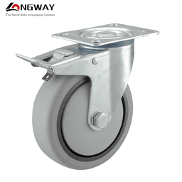 Roue pivotante Gris sur plaque a frein AE-04 - Image 1
