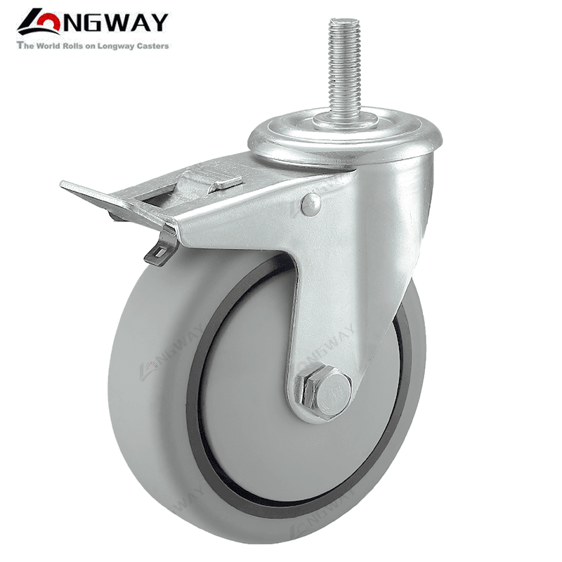 Roue pivotante Gris a Tige a frein M12 / AE-08