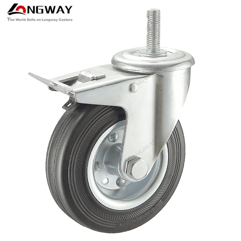 Roue pivotante Noir a Tige/Frein M12 A-08