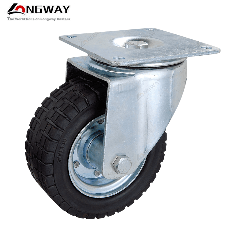 Roue pivotante en caoutchouc avec noyau en acier, roulements D200 / 600kg