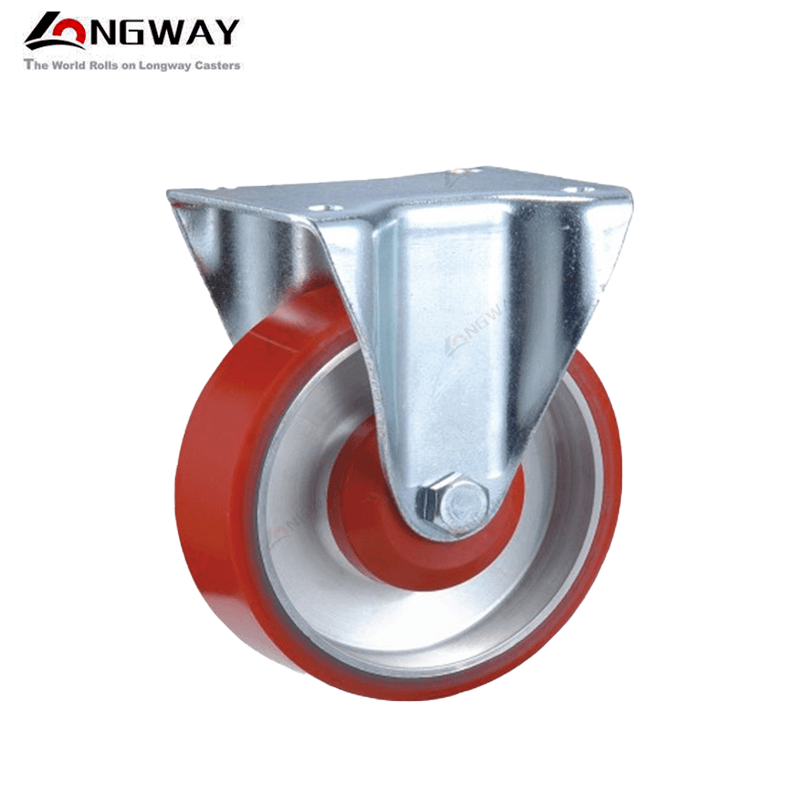 Roue fixe sur plaque PU en aluminium D(100 / 125)