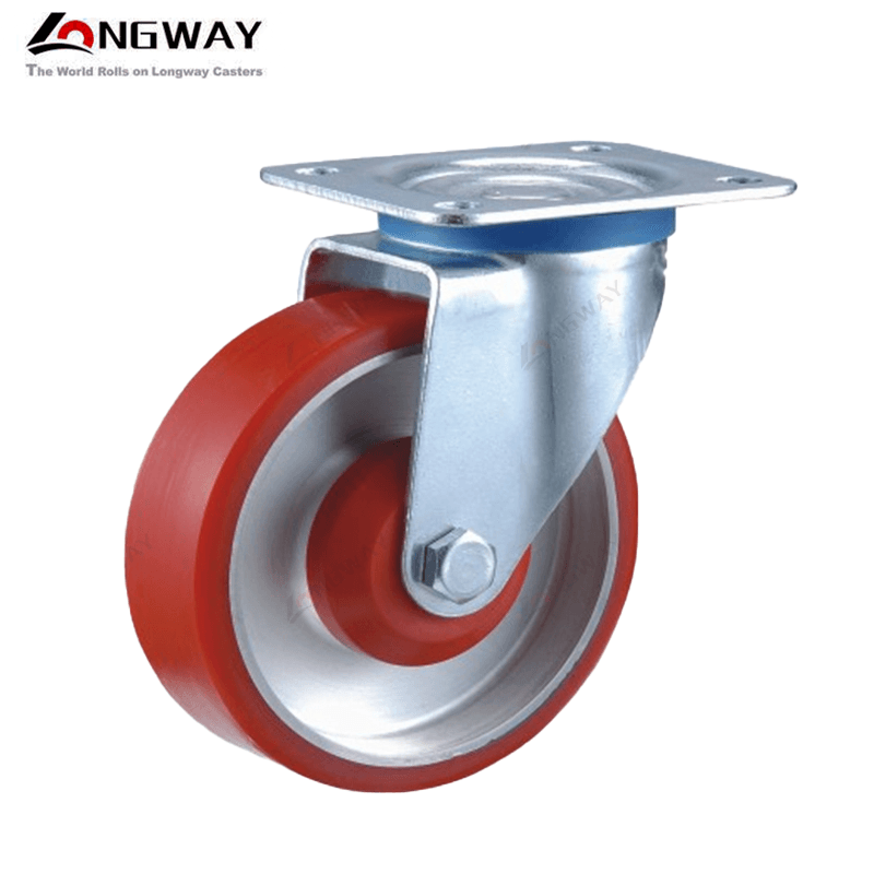 Roue pivotante sur plaque PU en aluminium D(100 / 125)