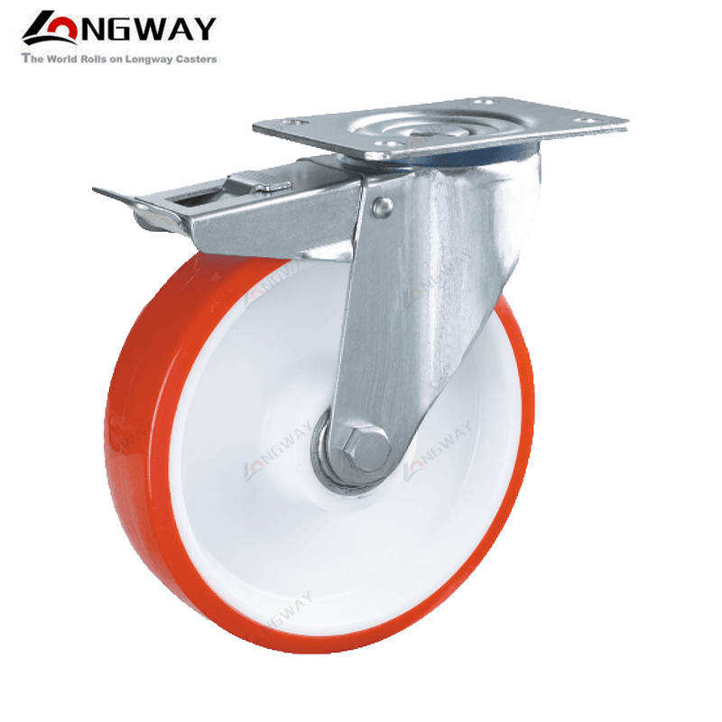 Roue pivotante PU a frein, roulement AI-04