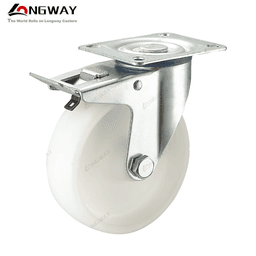 Roue sur plaque pivotante a frein en nylon AJ-04 - Image 1