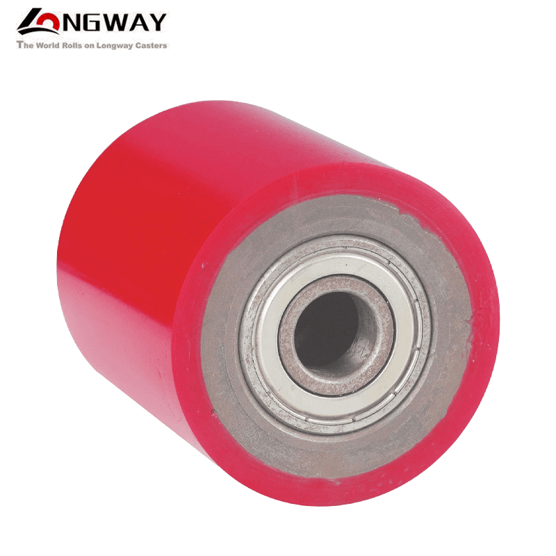 Roue de transpalette PU sur fonte, double roulement à billes R02