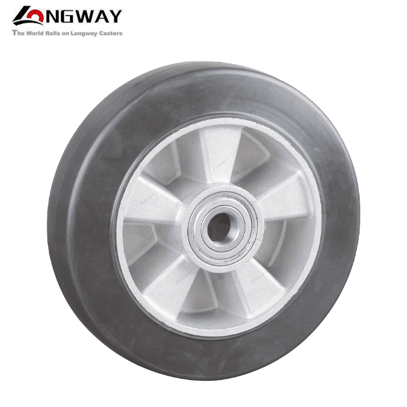 Roue simple fixe en caoutchouc sur fonte a roulement AQ-01