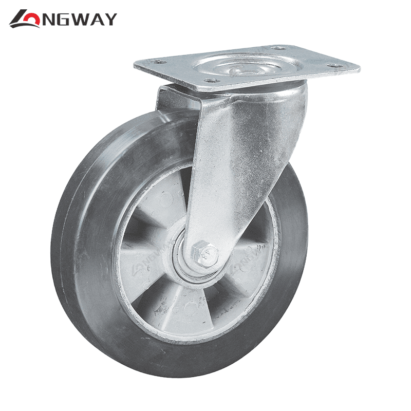 Roue pivotante en caoutchouc sur fonte a roulement AQ-03