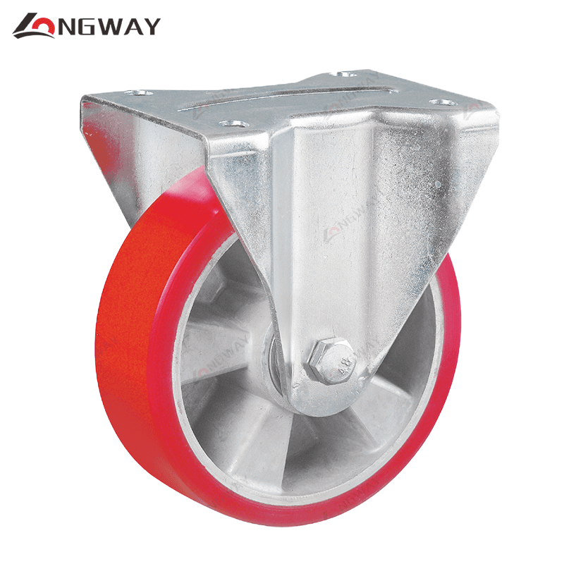 Roue sur plaque en PU sur fonte d'aluminium a roulement AO-02