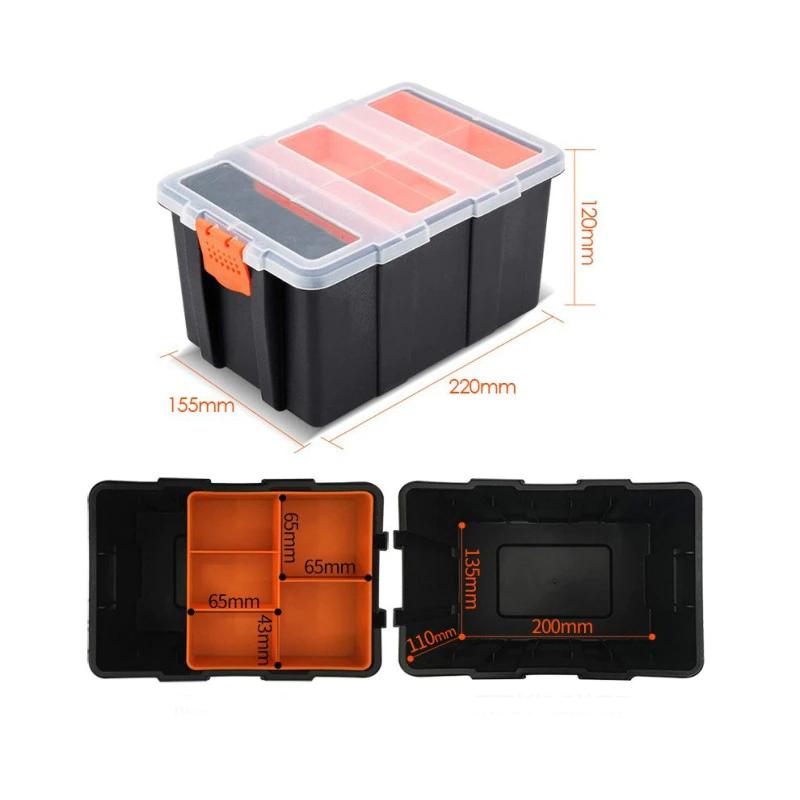 BOITE DE RANGEMENT PLASTIQUE NOIR & ORANGE 6 CASSES MJ-TOOLS