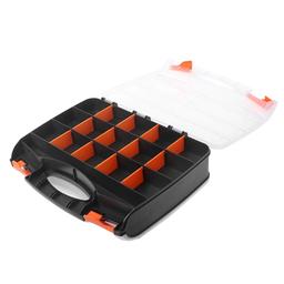 BOITE DE RANGEMENT PLASTIQUE NOIR & ORANGE 16 CASSES MJ-TOOLS - Image 1