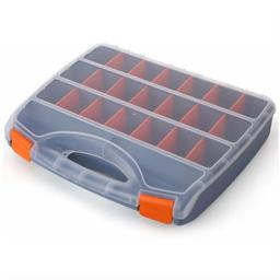 BOITE DE RANGEMENT PLASTIQUE NOIR & ORANGE 23 CASSES MJ-TOOLS - Image 1
