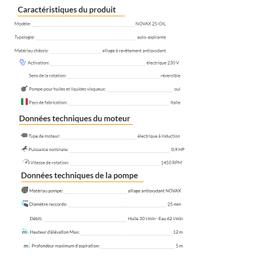 POMPE TRANSVERSAL INOX NOVAX 25 0.9 CV ROVER - Image 2