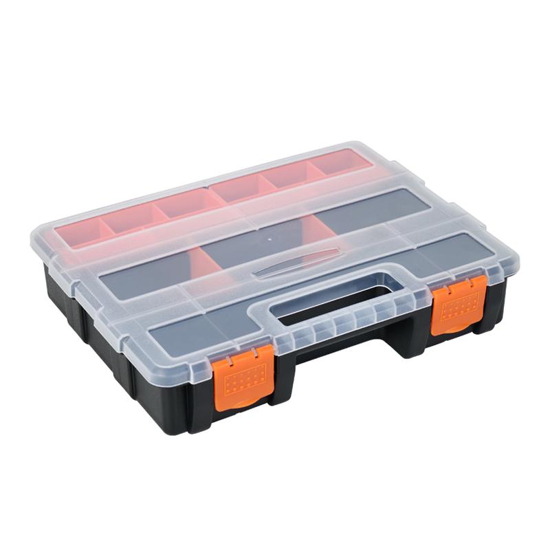 BOITE DE RANGEMENT PLASTIQUE NOIR & ORANGE 21 CASSES MJ-TOOLS