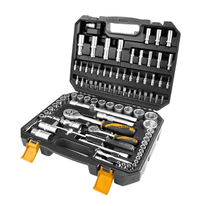 COFFRET CLE DOUILLE & EMBOUT 1/2" & 1/4" CR-V 10-32 94 PCS TOLSEN 15145