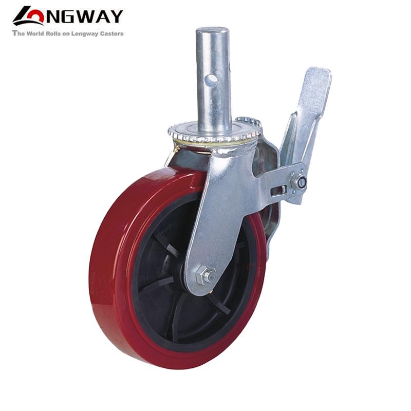 Roue échafaudage diamètre 200 en PU (noyau PP), roulement (avec tige pleine) 1152