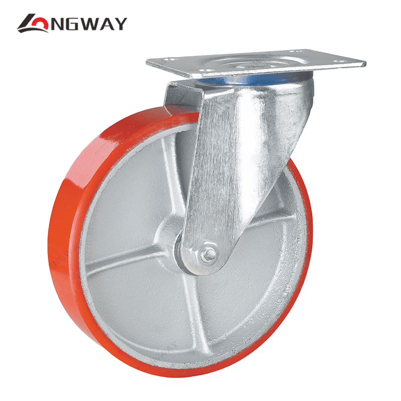 Roue pivotante en PU sur fonte a roulement AT-03