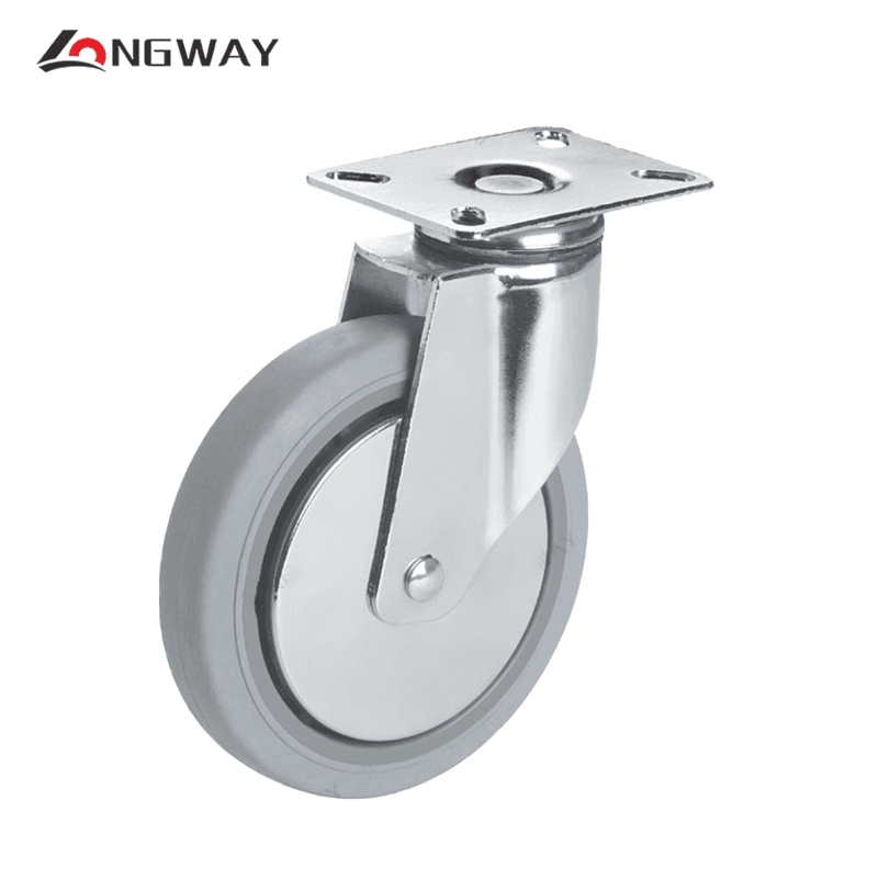 Roue pivotante a roulement Gris + Chrome avec noyau en PP FA-03