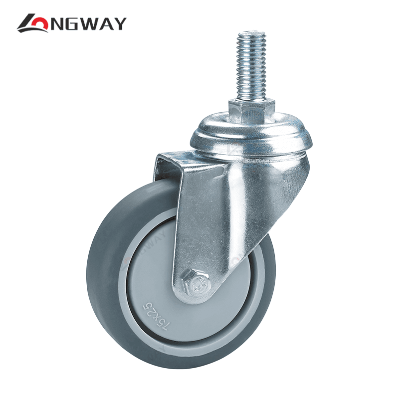 Roue pivotante gris avec noyau PP, roulement à billes diamètre 50 a tige M10