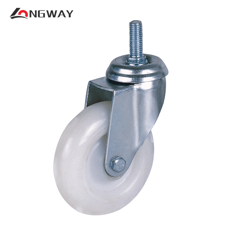 Roue pivotante en nylon avec noyau en PP roulement à rouleaux a tige