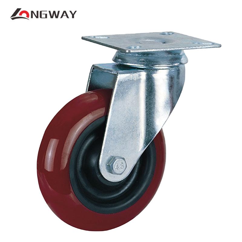 Roue pivotante rouge en nylon avec noyau en PP roulement à rouleaux