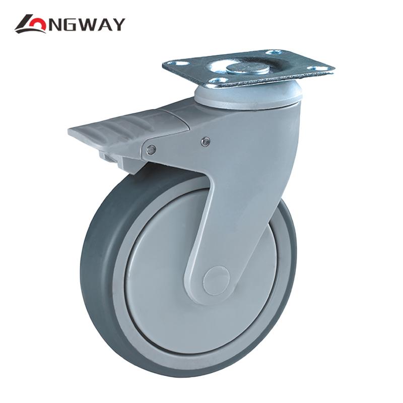 Roue pivotante a frein médical en nylon Diamètre 100 / 125