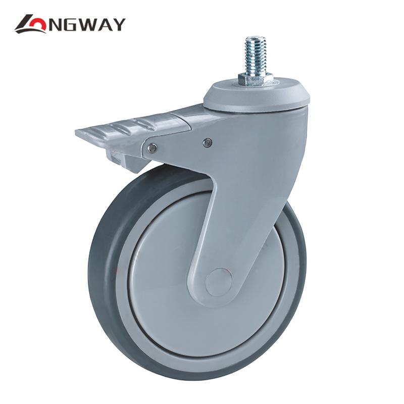 Roue pivotante a frein médical en nylon a Tige M12 Diamètre 100 / 125