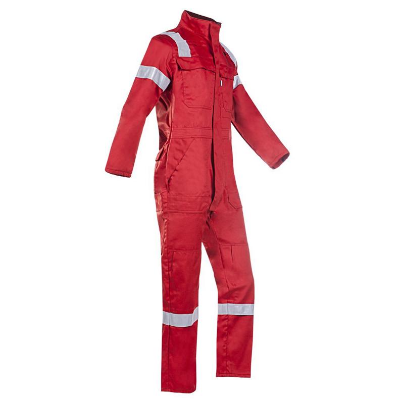 COMBINAISON DE TRAVAIL ROUGE / BLEU / GRIS + BANDE FLUO