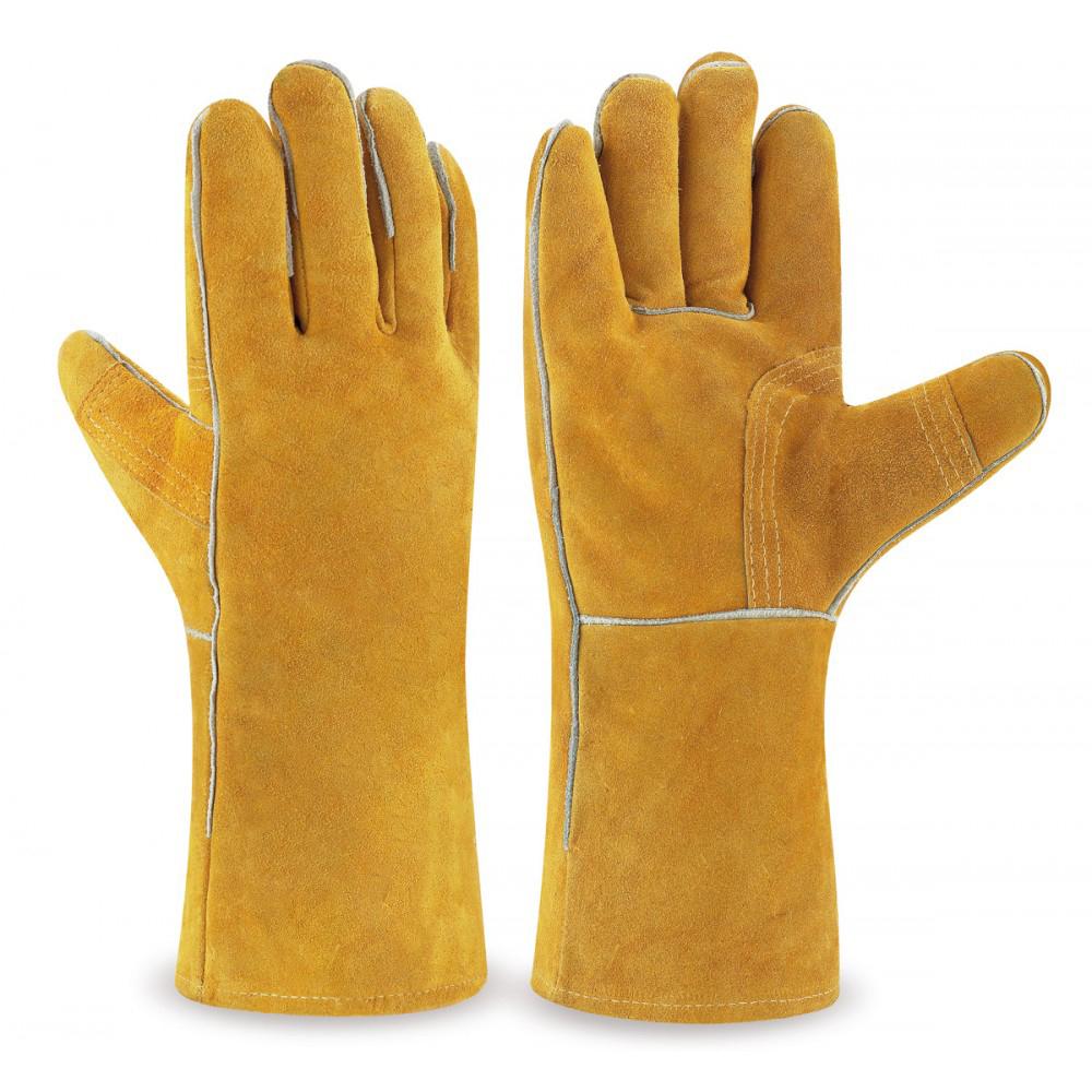 PAIRE DE GANT ANTI-CHALEUR EN CUIRE CROUTE 18" JAUNE