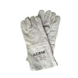 PAIRE DE GANT ANTI-CHALEUR EN CUIRE SOUDEUR 14" GRIS ACEM - Image 1