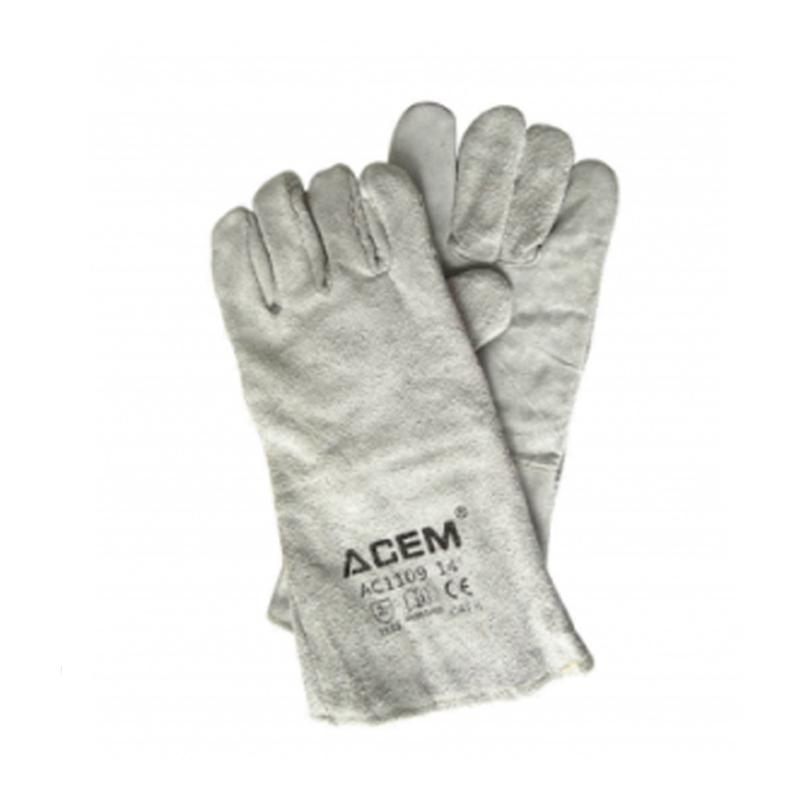 PAIRE DE GANT ANTI-CHALEUR EN CUIRE SOUDEUR 14" GRIS ACEM