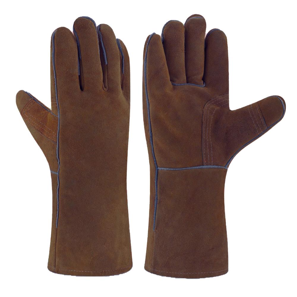 PAIRE DE GANT ANTI-CHALEUR EN CUIRE CROUTE 16" MARRON