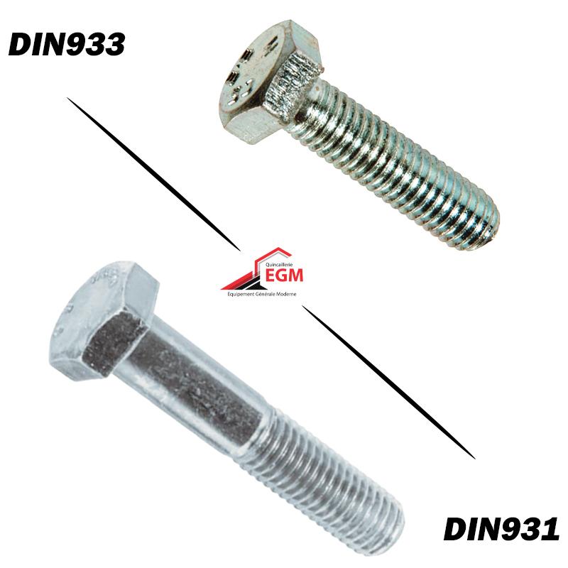 Vis tête hexagonale acier galvanisé classe 8.8 de M4 à M36 DIN933/931