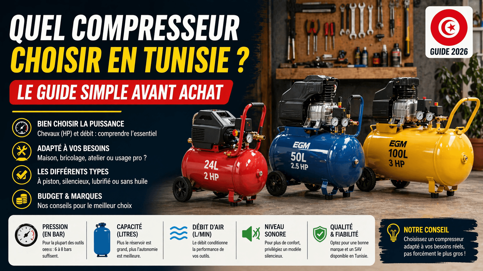 Quel compresseur choisir en Tunisie ? Le guide simple avant achat