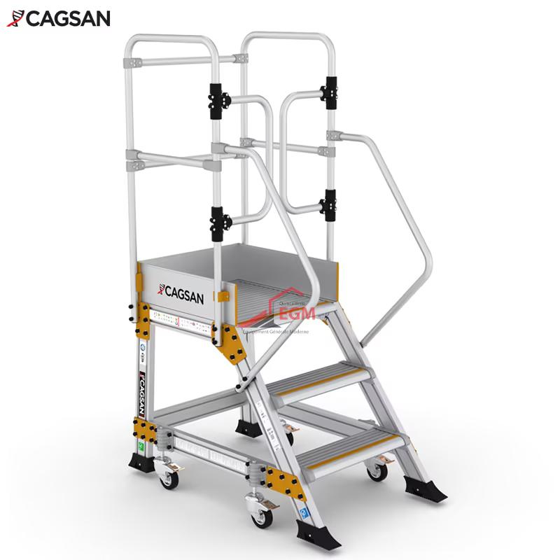 Échelle à plateforme industrielle 3 marches Cagsan Springo EP2 en aluminium