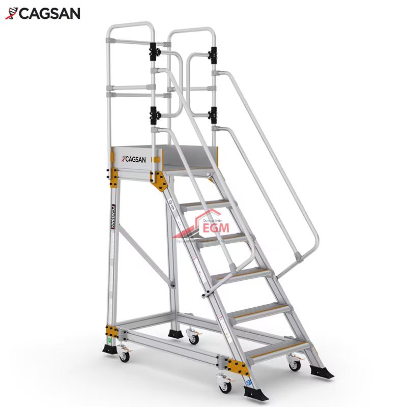 Échelle à plateforme industrielle 6 marches Cagsan Springo EP5 en aluminium