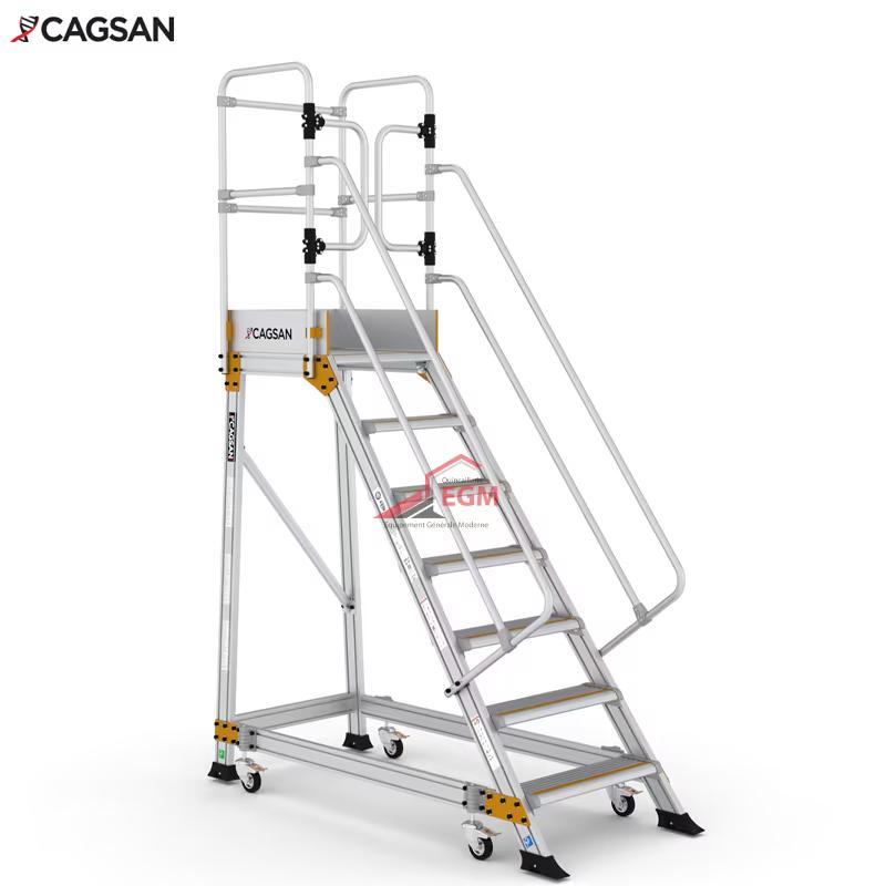 Échelle à plateforme industrielle 7 marches Cagsan Springo EP6 en aluminium