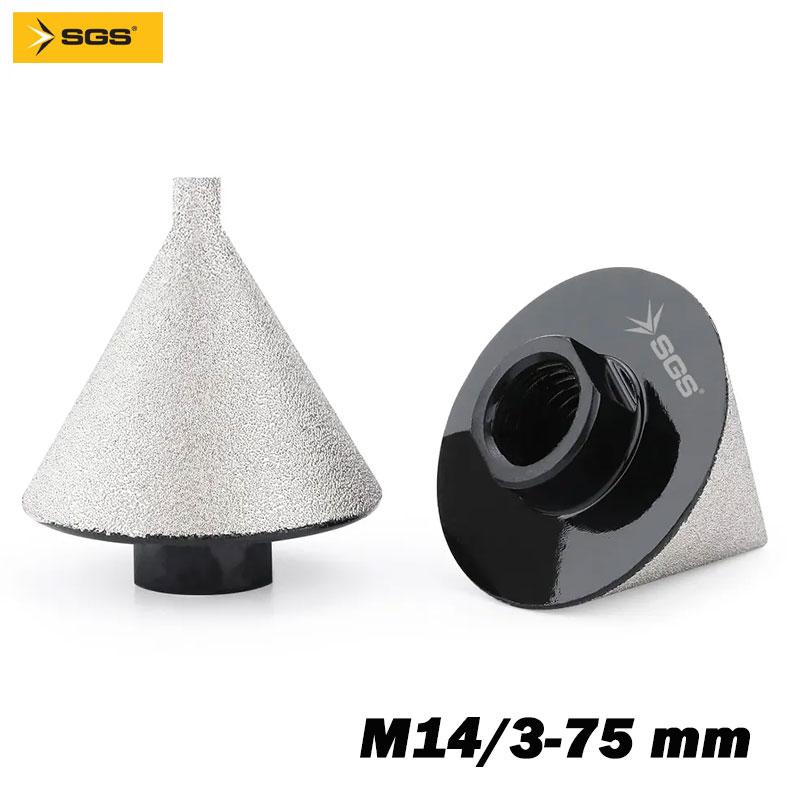 ALESOIR CONIQUE DIAMONTEE BRASE POUR GRES CERAM & MATERIAUX DURS M14 D75.0MM SGS