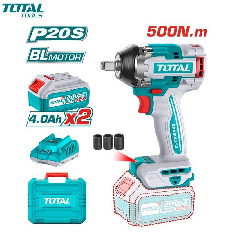 BOULONNEUSE A CHOC RECH SANS FIL 20V 500NM AVEC CHARGEUR & 2 BATTERIES 4.0AH TOTAL