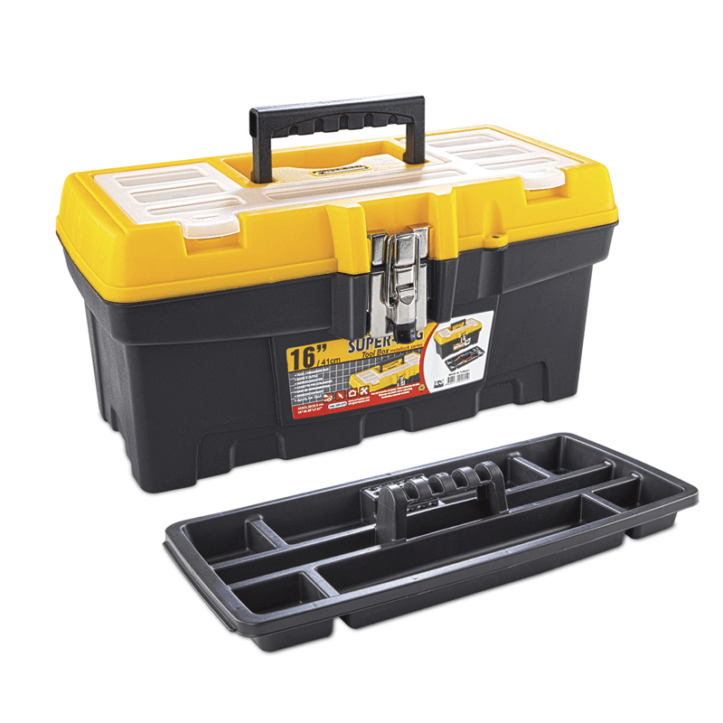 BOITE A OUTILS PLASTIQUE 16" FERMETURE METAL 410X213X195MM SUPER-BAG