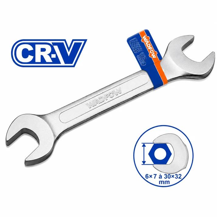 Clé à fourche Wadfow Cr-V double, finition chromée