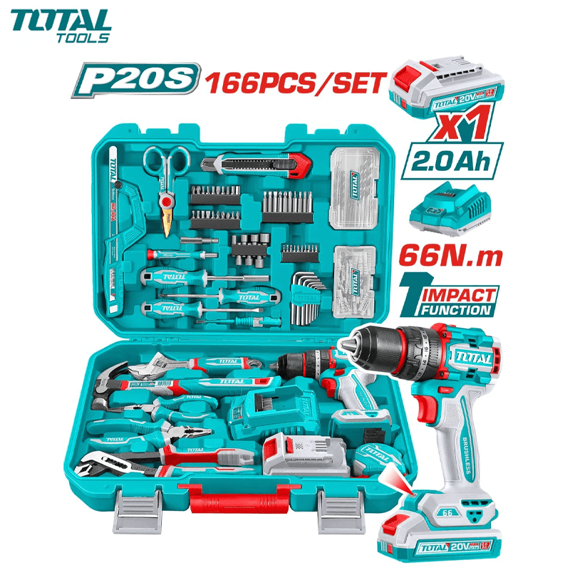 COFFRET 166PCS VISSEUSE & OUTILS ET TRAVEAUX TECHNICIEN & ELECTRICIEN CR-V TOTAL