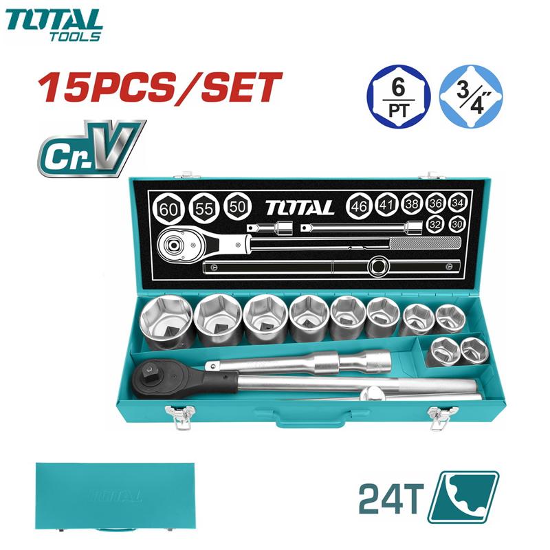 COFFRET CLE A DOUILLE 3/4" 6 PANT 15PCS 30/32/34/36/38/41/46/50/55/60MM TOTAL