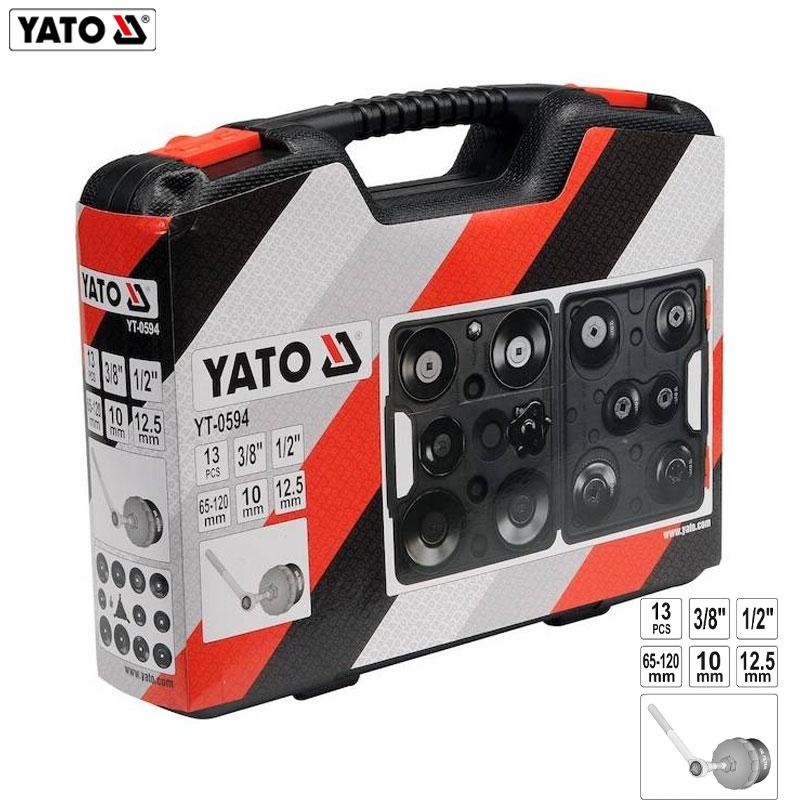 COFFRET CLE A FILTRE A ENCOCHE EN ACIER 1/2-3/8" 13PCS YATO
