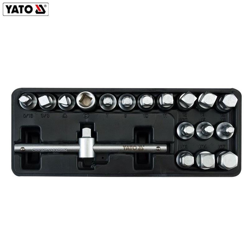 COFFRET DOUILLE DE VIDANGE MALE 3/8"-10mm CR-V 18PCS YATO
