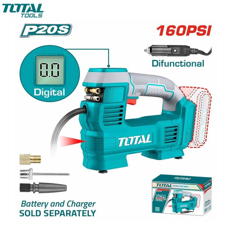COMPRESSEUR PORTATIF CHARG 20V 11BAR/35L/MIN SANS CHARGEUR & BATTERIE TOTAL