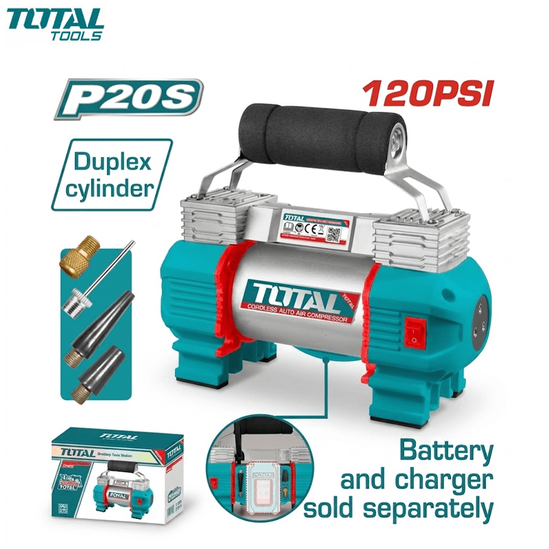 COMPRESSEUR PORTATIF CHARGEABLE 20V 8.2BAR SANS CHARGEUR & BATTERIE TOTAL